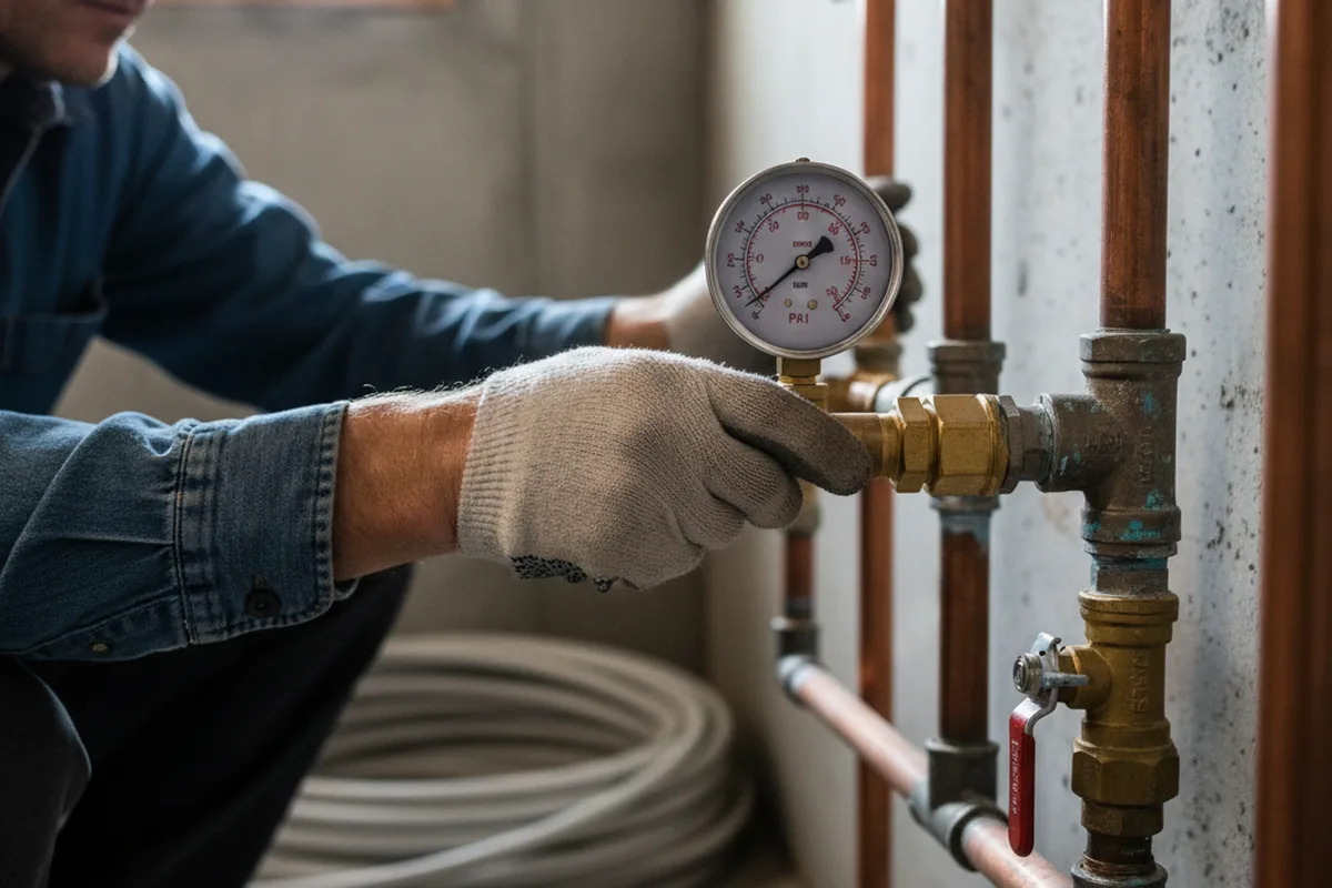Pressure testing a repaired line during Water Line Repair in Mount Alto
